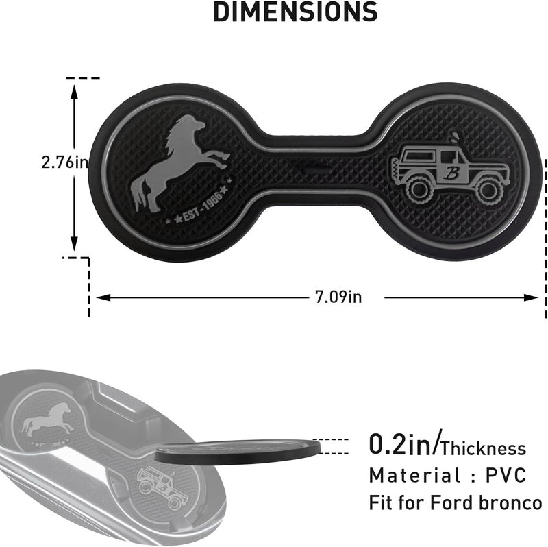 LSAUTO Car Cup Holder Coaster Compatible with Ford Bronco Offroad 2021-2025, Silicone Car Decorative Water Coaser, Bronco Car Accessories (Grey) - Image 5